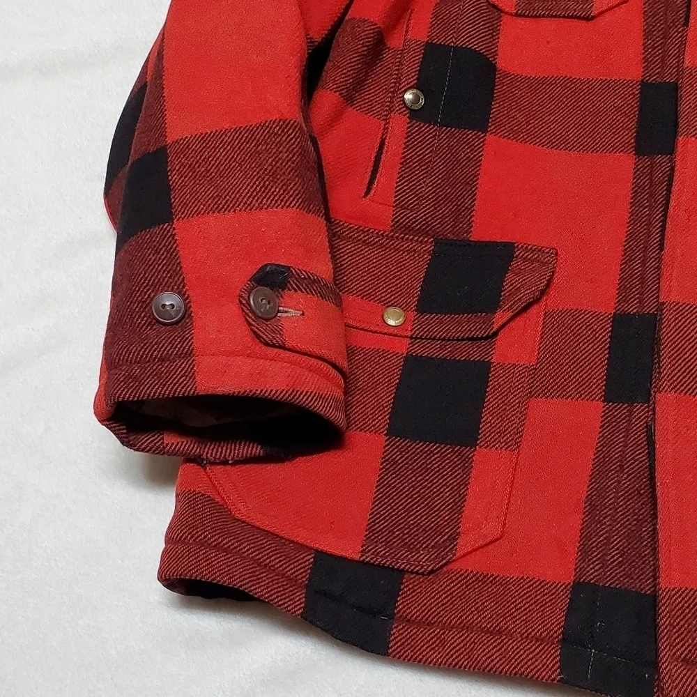 40s-50s Vintage Woolrich Woolen Mills Mackinaw Red Plaid Wool Hunting Jacket 42 - Picture 8 of 16